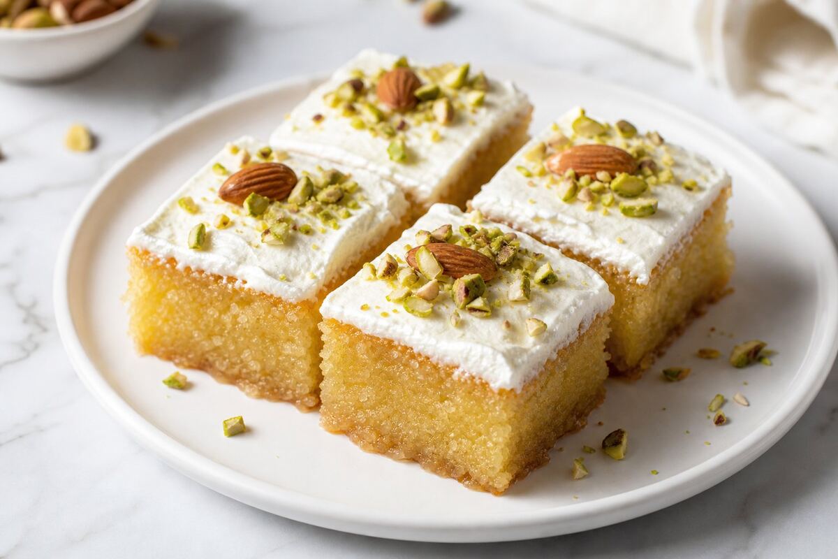 بسبوسة بالقشطة